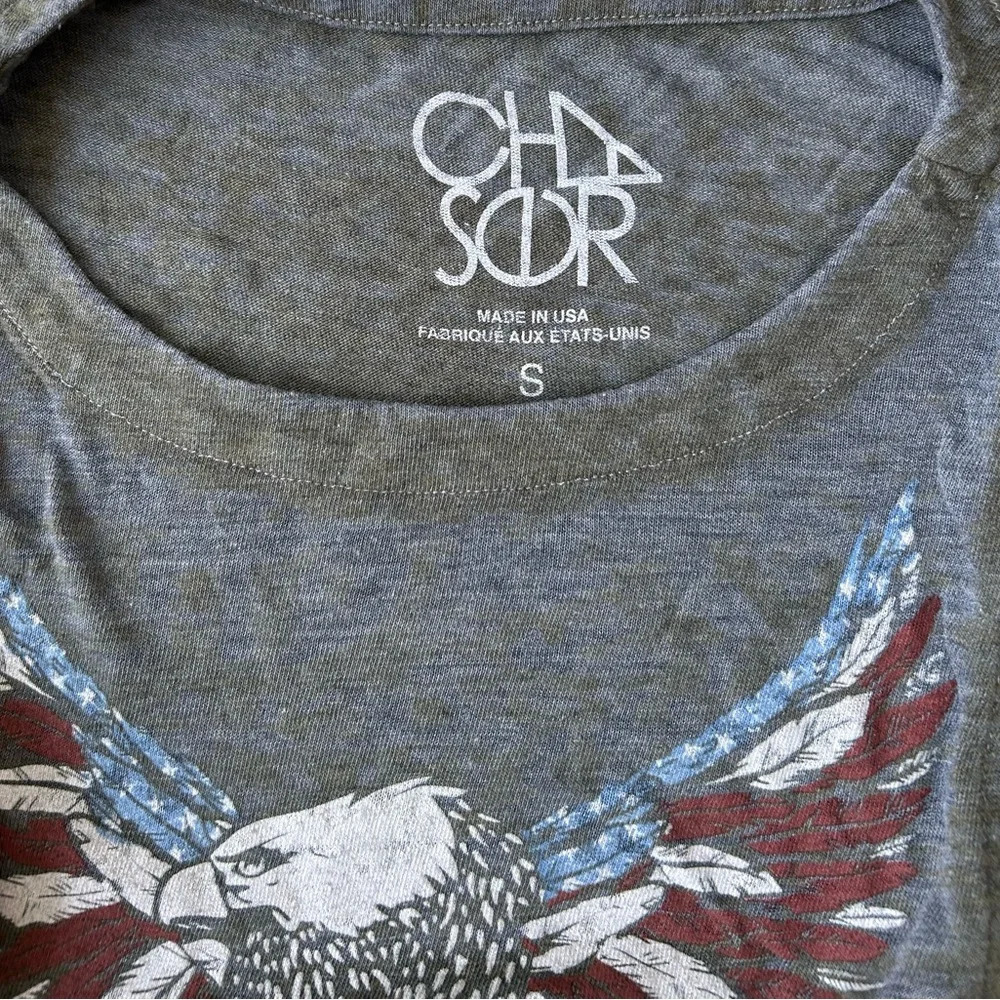 New patriotic chaser eagle made in USA burnout tank top size S America - Picture 2 of 3